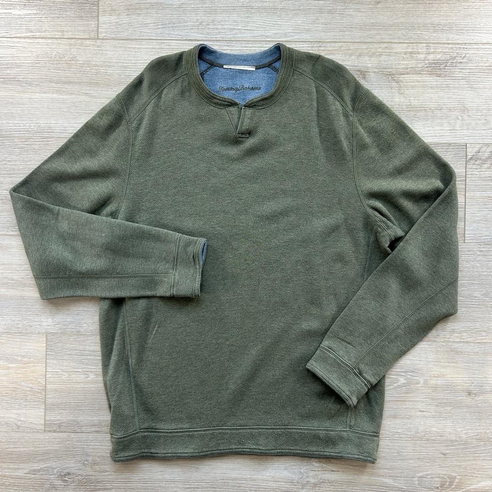 Tommy Bahama Mens Small Flip Coast Reversible Abaco Sweatshirt Blue/Green